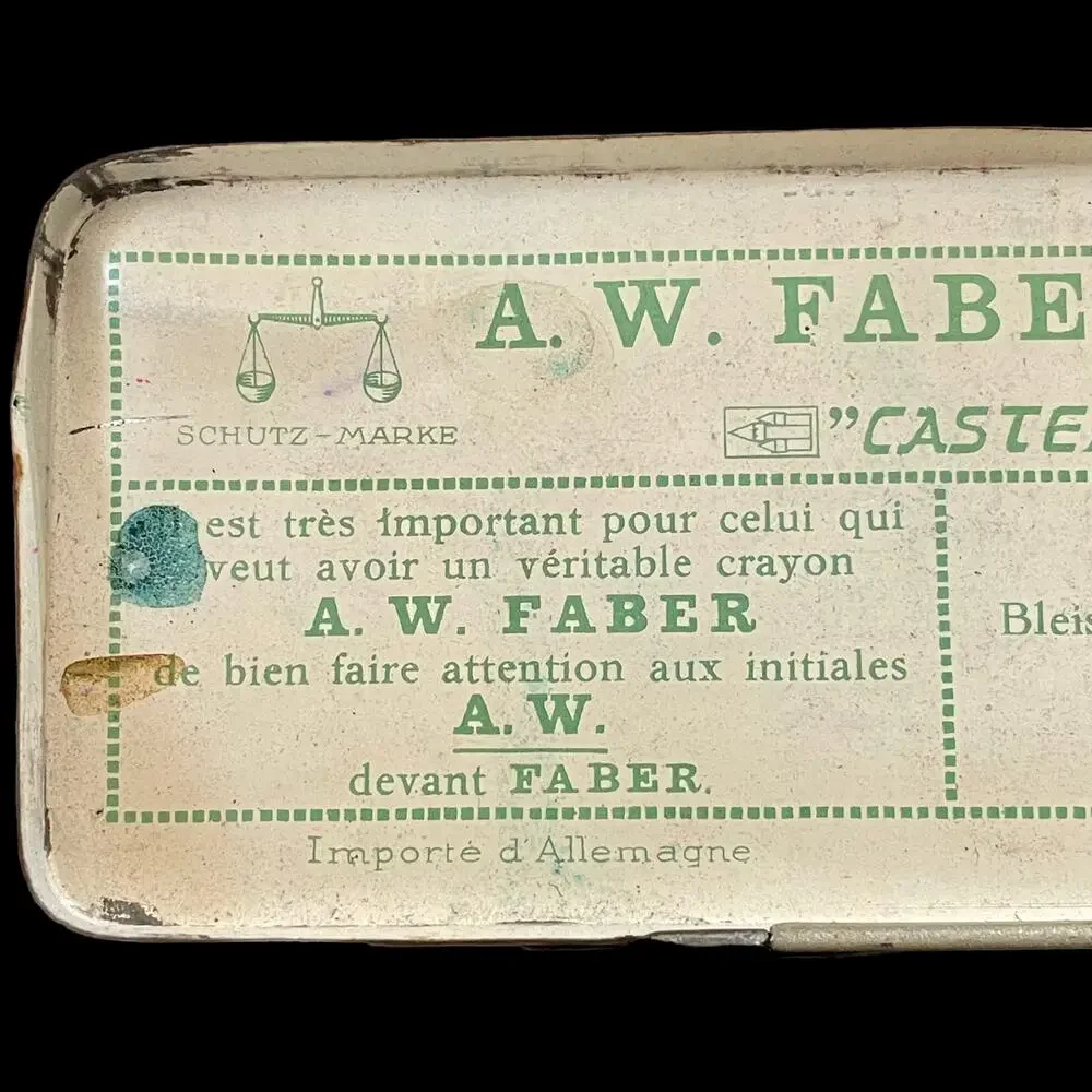 AW Faber Castell Pencil Tin Case Box Vtg Metal Germany EMPTY Draw Drafting READ